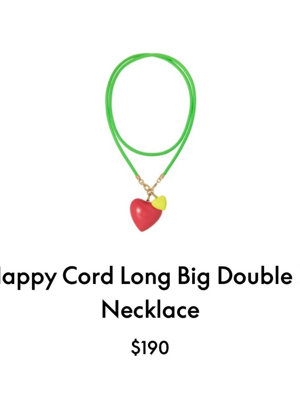 ROXANNE ASSOULIN The Happy Cord Long Big Double Heart Necklace rosie posie
